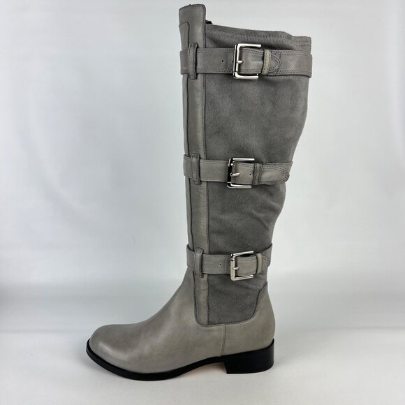 Cole Haan Womens Air Avalon Tall Riding Boots Gray Suede Buckles size 7 - Picture 7 of 16